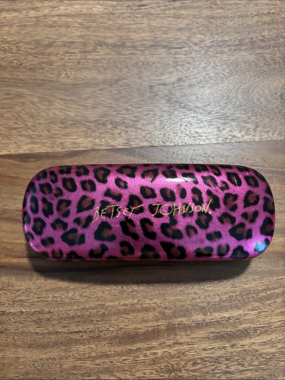 Betsey Johnson Hot Pink Leopard Print Glasses Case